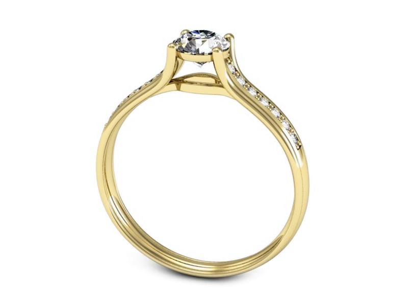 Złoty pierścionek z brylantami żółte złoto - p16463zV — zdjęcie 3