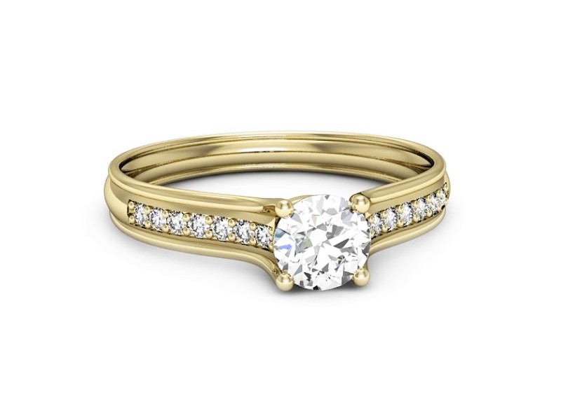 Złoty pierścionek z brylantami żółte złoto - p16463zV — zdjęcie 2