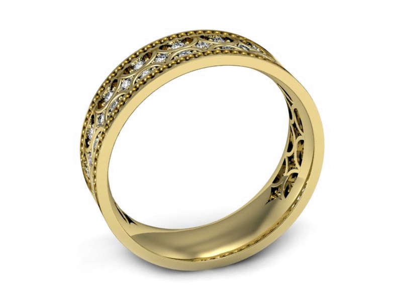 Obrączka z brylantami żółte złoto - p16465z — zdjęcie 3