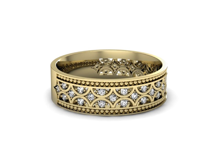 Obrączka z brylantami żółte złoto - p16465z — zdjęcie 2