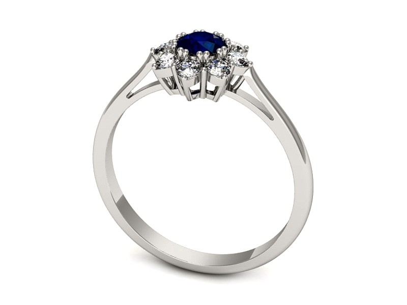 Pierścionek z szafirem i brylantami białe złoto - p16467bsz — zdjęcie 3