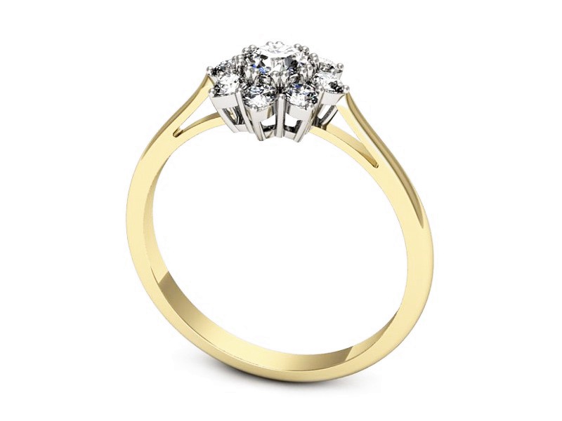 Pierścionek z diamentami żółte i białe złoto - p16467zb — zdjęcie 3