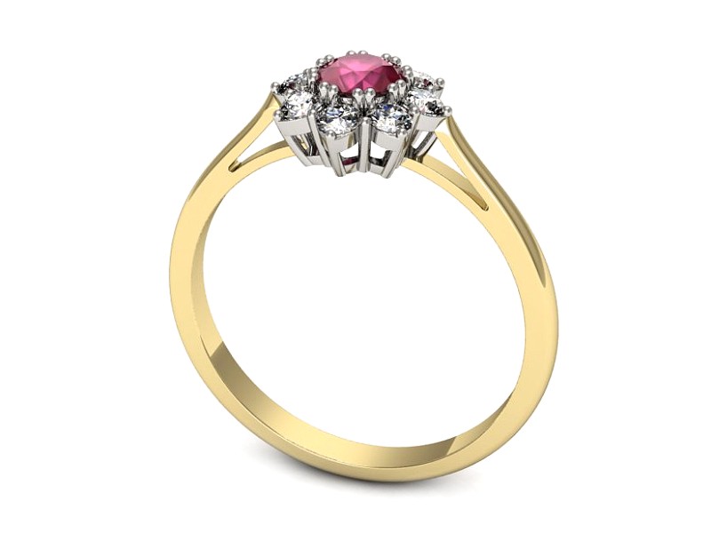 Pierścionek z rubinem i diamentami - p16467zbr — zdjęcie 3
