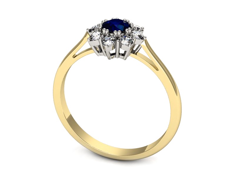 Złoty pierścionek z szafirem i brylantami - p16467zbsz — zdjęcie 3