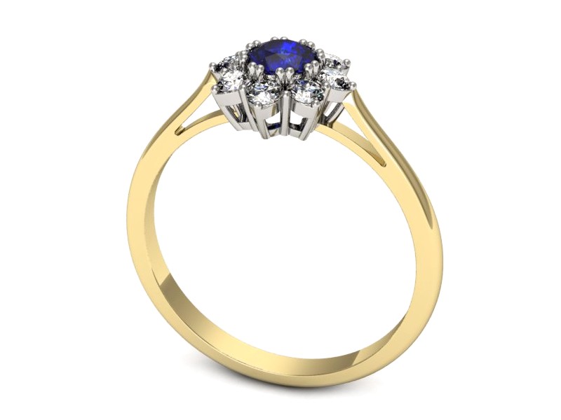 Pierścionek z szafirem i diamentami - p16467zbszc — zdjęcie 3