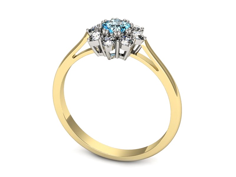 Pierścionek z topazem i brylantami - p16467zbtp — zdjęcie 3