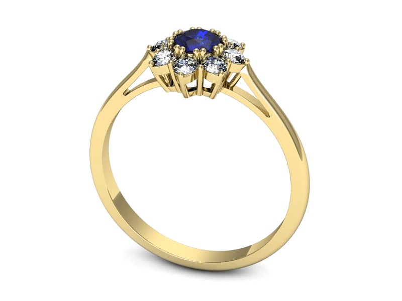 Złoty pierścionek z szafirem i brylantami - p16467zszc — zdjęcie 3