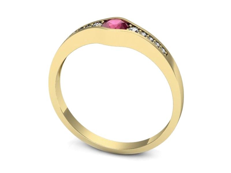 Złoty pierścionek z rubinem i brylantami złoto proba 585 - p16468zr - 3