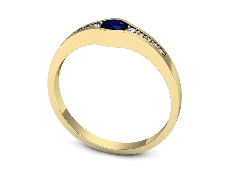 Złoty pierścionek z szafirem i brylantami - p16468zsz — zdjęcie 3