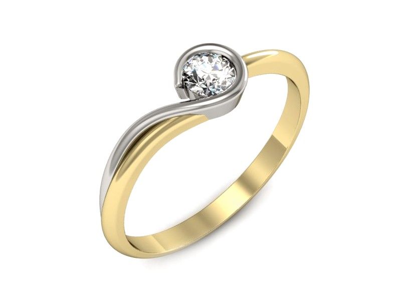 Pierścionek z diamentem żółte i białe złoto proba 585 - p16469zb - 1