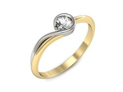Pierścionek z diamentem żółte i białe złoto 585 - p16469zb