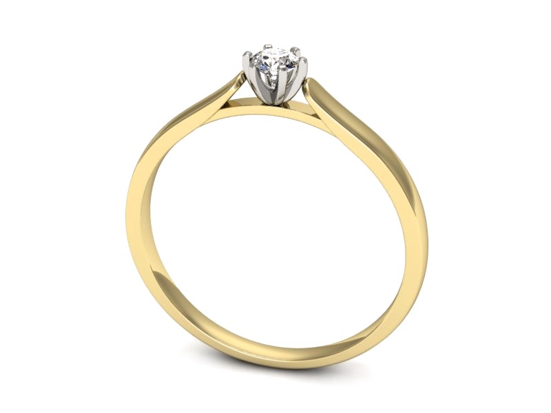 Pierścionek z diamentem żółte białe złoto - p16470zb — zdjęcie 3