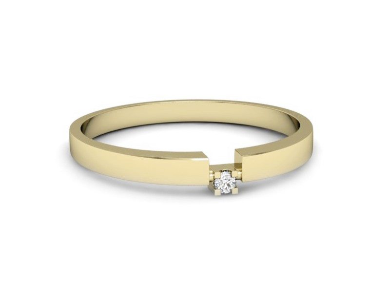 Złoty pierścionek z brylantem żółte złoto - p16471z — zdjęcie 2