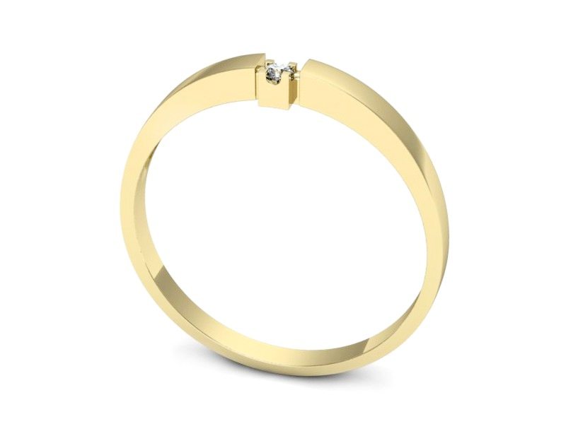 Złoty pierścionek z brylantem żółte złoto - p16471z — zdjęcie 3