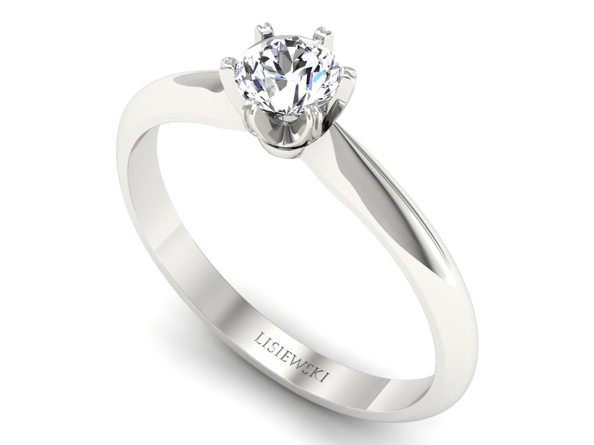 Złoty pierścionek z brylantem białe złoto - p16473b — zdjęcie 3