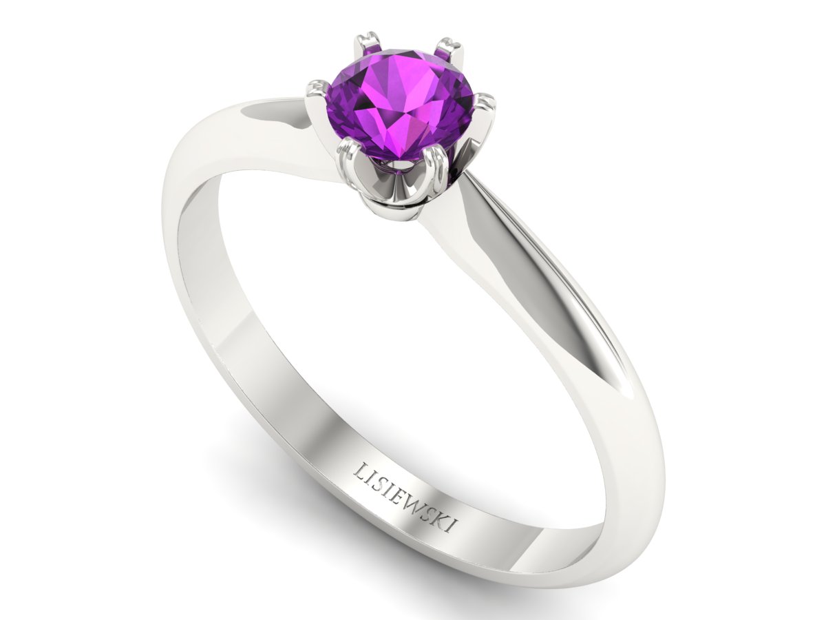 Złoty pierścionek z ametystem białe złoto - p16473bat — zdjęcie 3