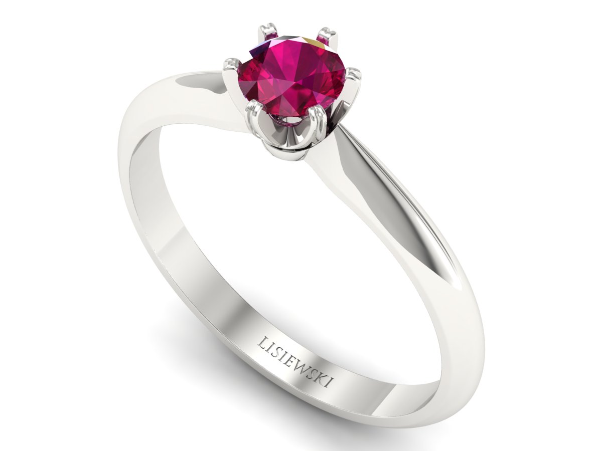 Złoty pierścionek z rubinem białe złoto - p16473br — zdjęcie 3