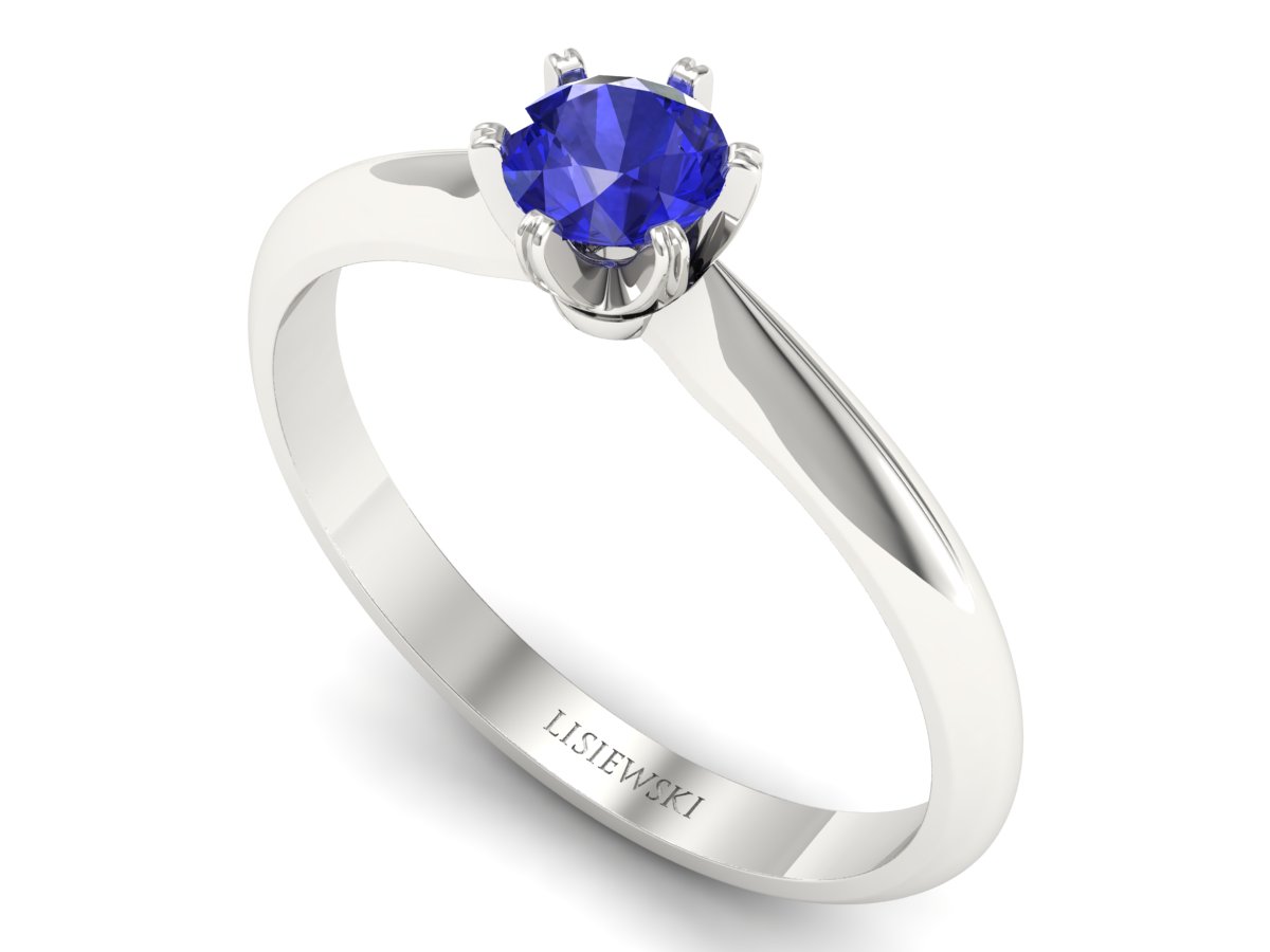 Złoty pierścionek z szafirem białe złoto - p16473bszc — zdjęcie 3