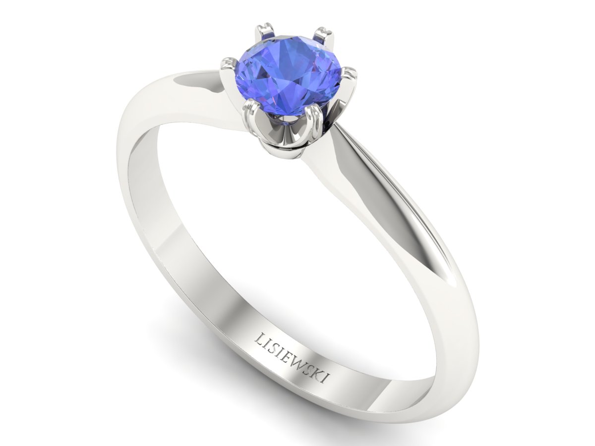 Złoty pierścionek z tanzanitem białe złoto - p16473bt — zdjęcie 3
