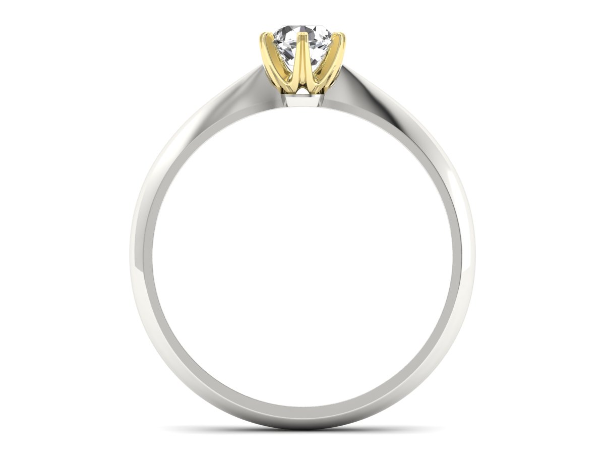 Pierścionek z brylantem z białego i żółtego złota - p16473bz — zdjęcie 2