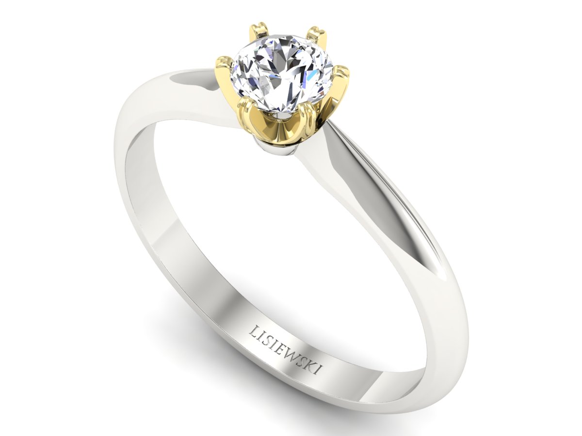 Pierścionek z brylantem z białego i żółtego złota - p16473bz — zdjęcie 3