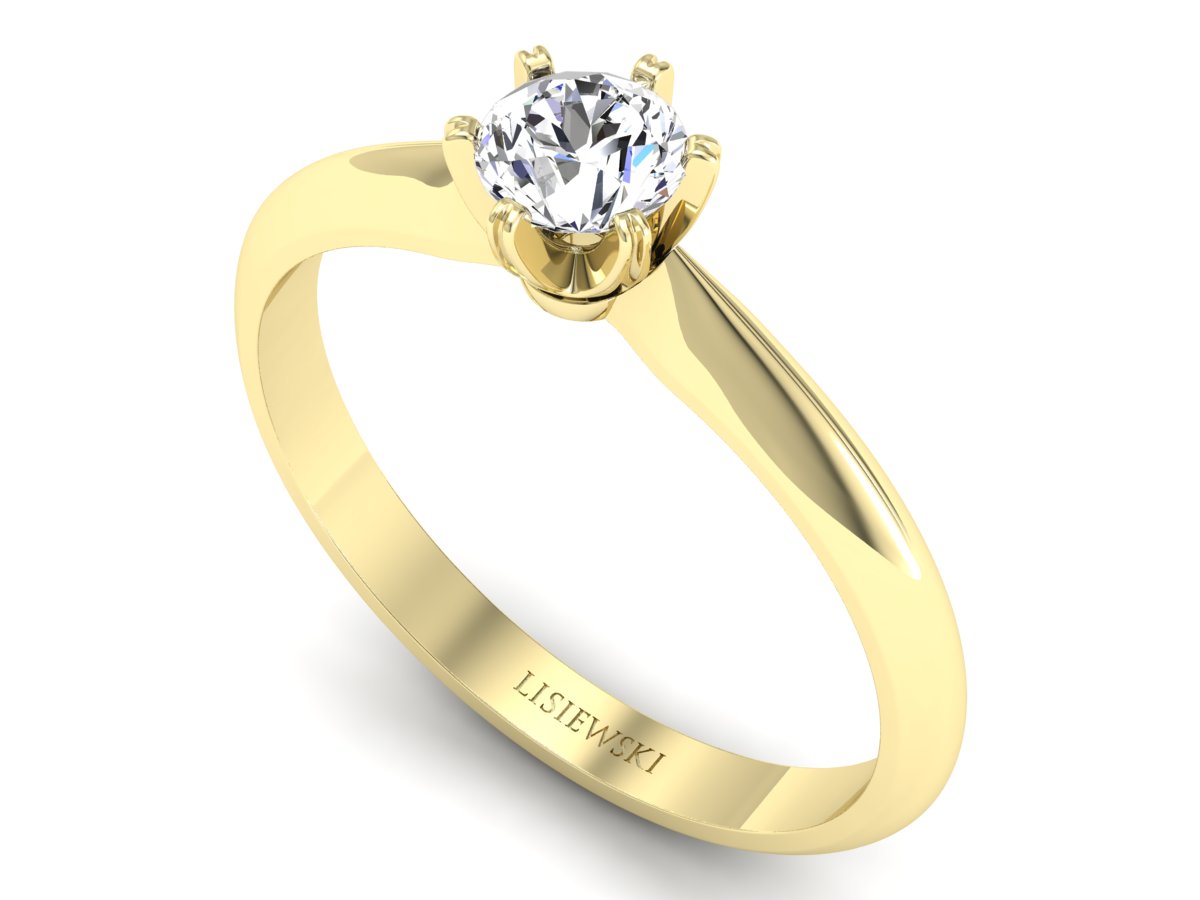 Złoty pierścionek z brylantem żółte złoto - p16473z — zdjęcie 3