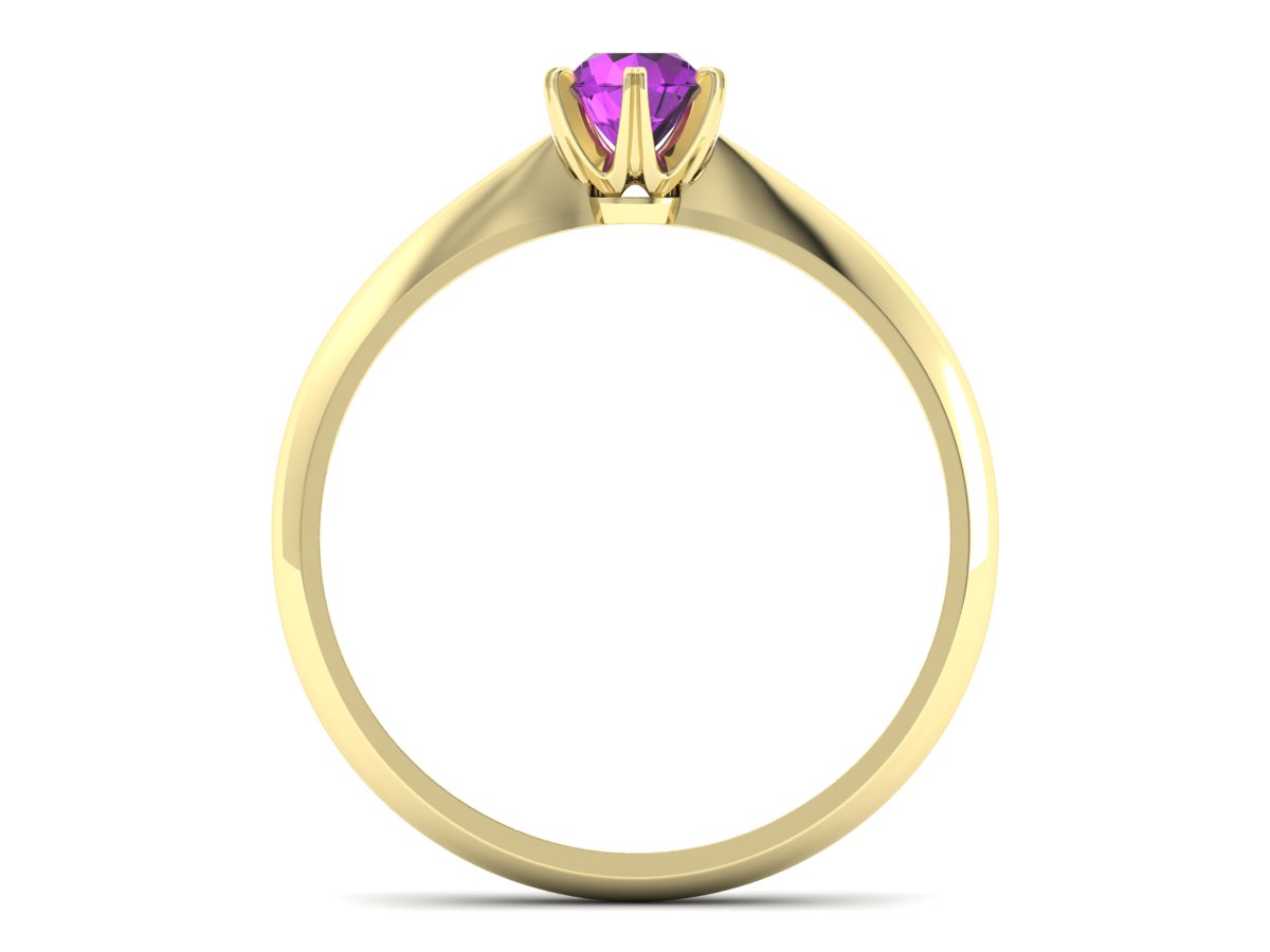 Złoty pierścionek z ametystem żółte złoto - p16473zat — zdjęcie 2