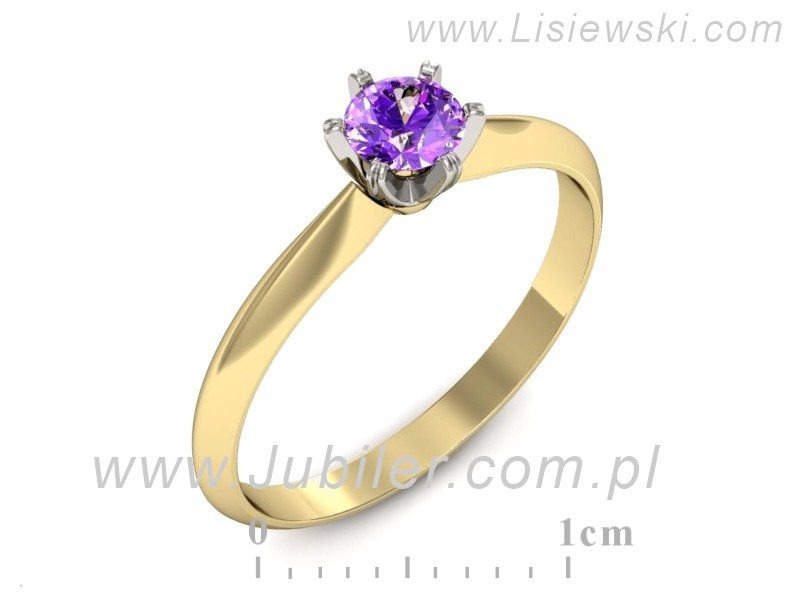 Pierścionek z żółtego i białego złota z ametystem - p16473zbat - 1