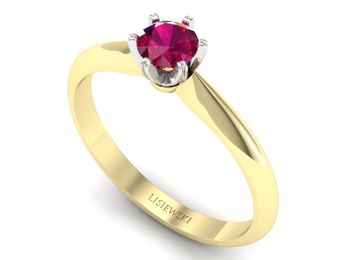 Pierścionek z rubinem żółte białe złoto - p16473zbr — zdjęcie 3