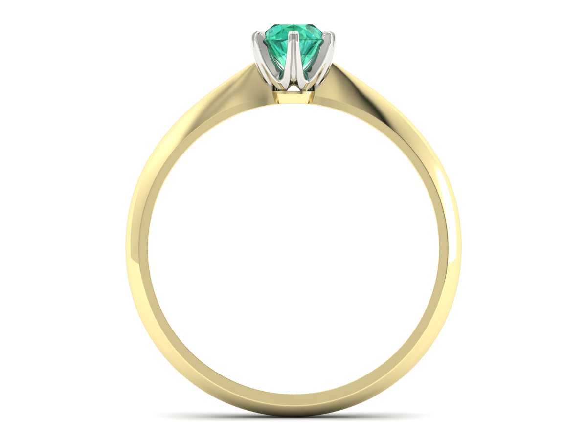 Pierścionek ze szmaragdem żółte i białe złoto - p16473zbsm — zdjęcie 2