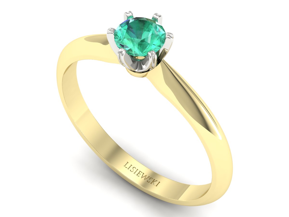 Pierścionek ze szmaragdem żółte i białe złoto - p16473zbsm — zdjęcie 3