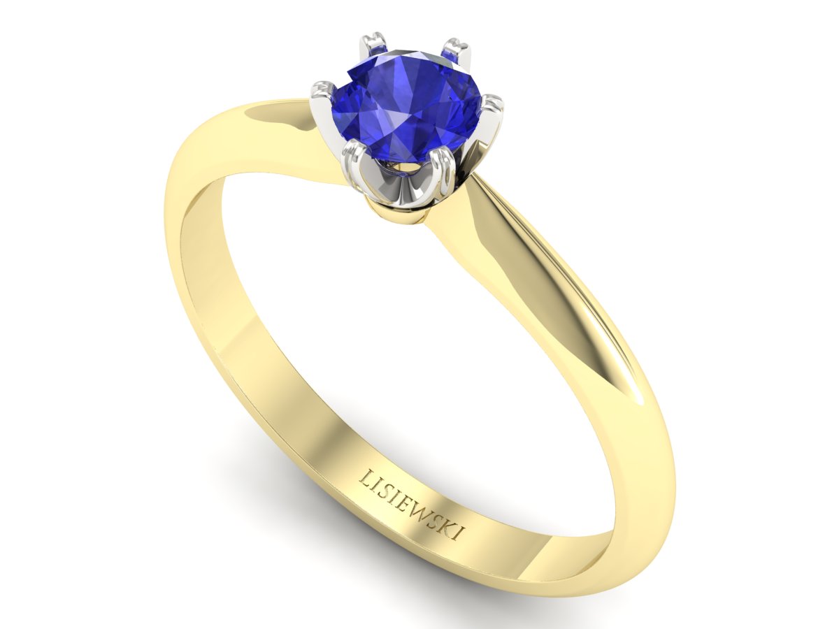 Pierścionek z szafirem żółte białe złoto - p16473zbszc — zdjęcie 3