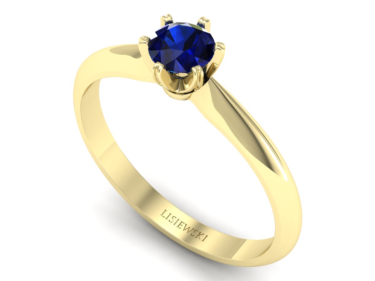 Złoty pierścionek z szafirem żółte złoto - p16473zsz — zdjęcie 3