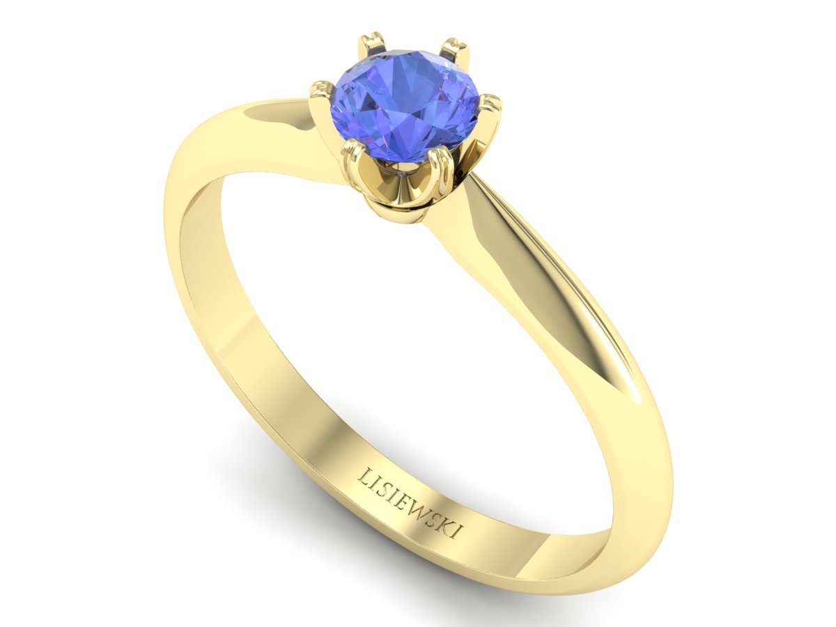 Złoty pierścionek z tanzanitem żółte złoto - p16473zt — zdjęcie 3