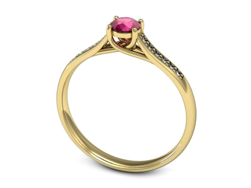 Złoty pierścionek z rubinem i brylantami złoto proba 585 - p16474zr - 3
