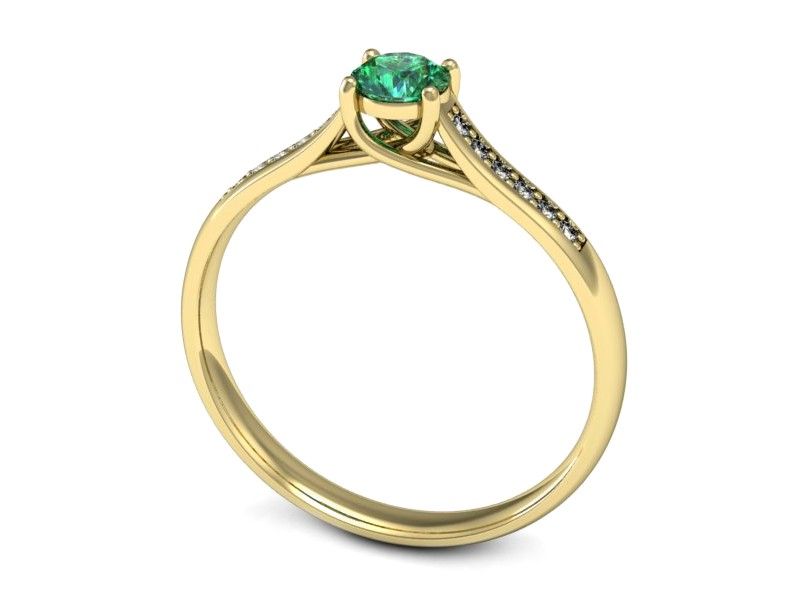 Złoty pierścionek ze szmaragdem i brylantami - p16474zsm - 3