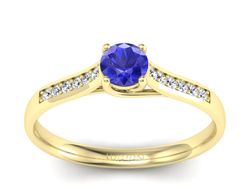 Złoty pierścionek z szafirem i diamentami - p16474zszc