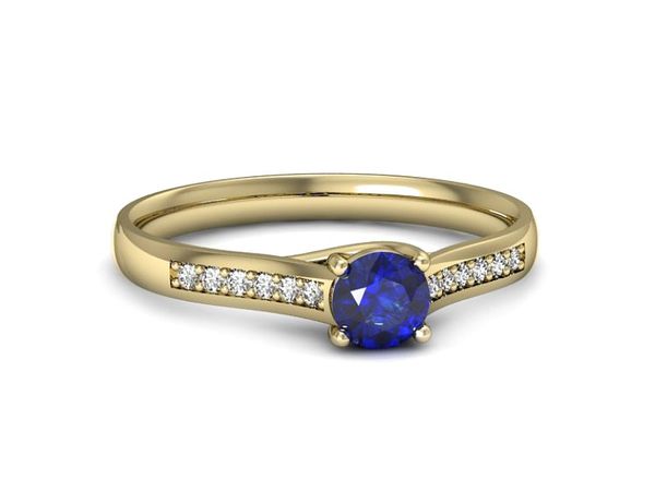 Złoty pierścionek z szafirem i diamentami - p16474zszc