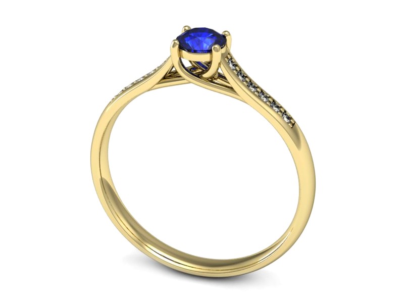 Złoty pierścionek z szafirem i diamentami - p16474zszc — zdjęcie 3