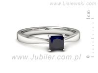 Złoty Pierścionek z szafirem białe złoto 585 - p16475bsz- 2