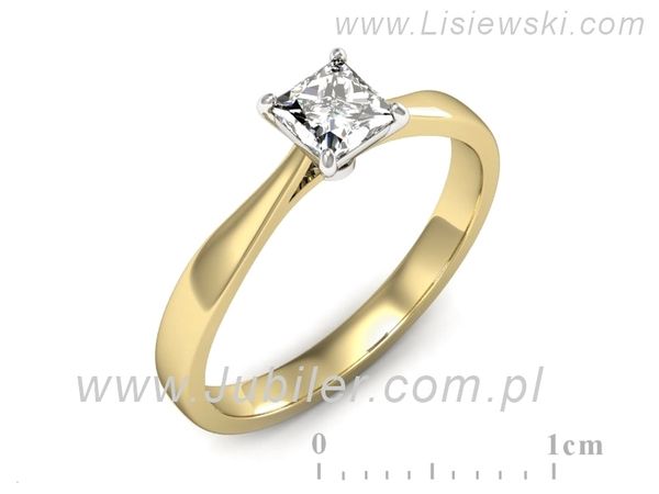 Pierścionek z diamentem z żółtego i białego złota 585 - p16475zb- 1