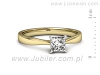 Pierścionek z diamentem z żółtego i białego złota 585 - p16475zb- 2