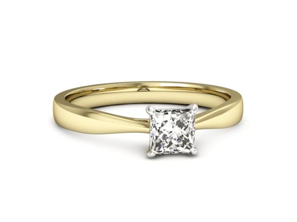 Pierścionek z diamentem żółte białe złoto 585 - p16475zb