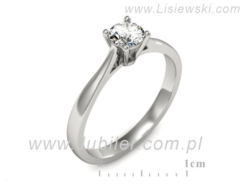 Złoty pierścionek z brylantem białe złoto - p16477b