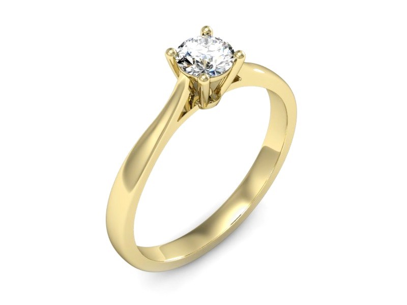 Złoty pierścionek z brylantem żółte złoto - p16477z