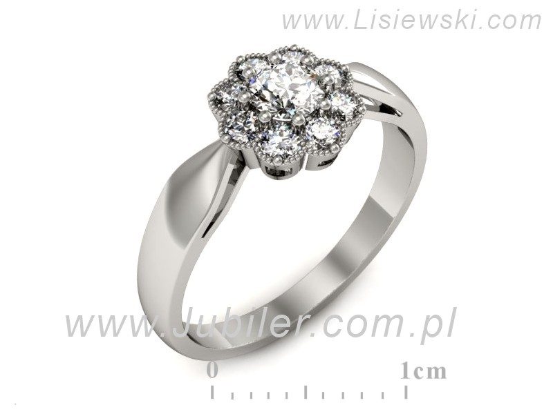 Złoty pierścionek z brylantami białe złoto - p16478b — zdjęcie 4