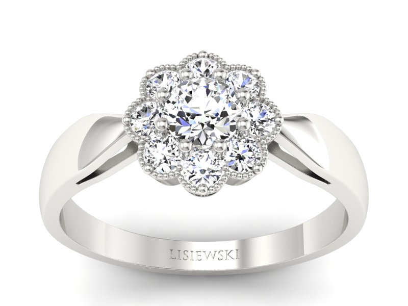 Złoty pierścionek z brylantami białe złoto - p16478b