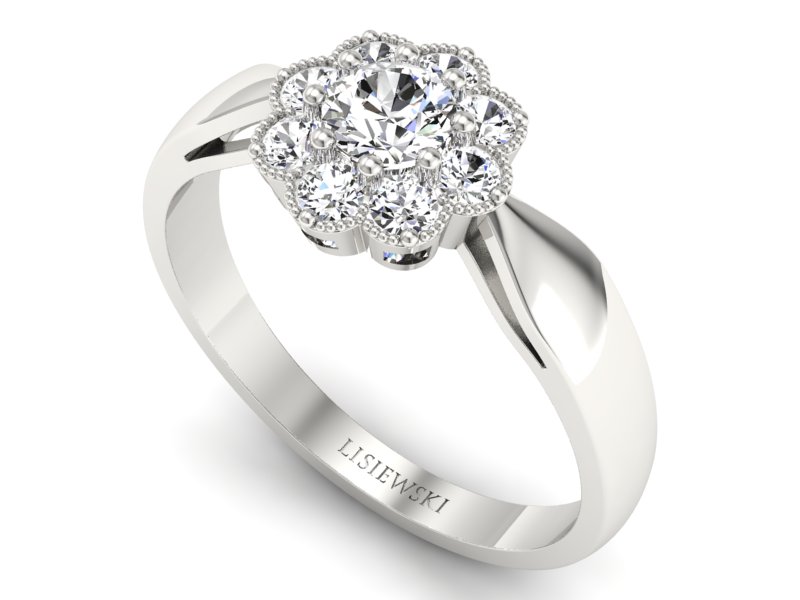 Złoty pierścionek z brylantami białe złoto - p16478b — zdjęcie 3