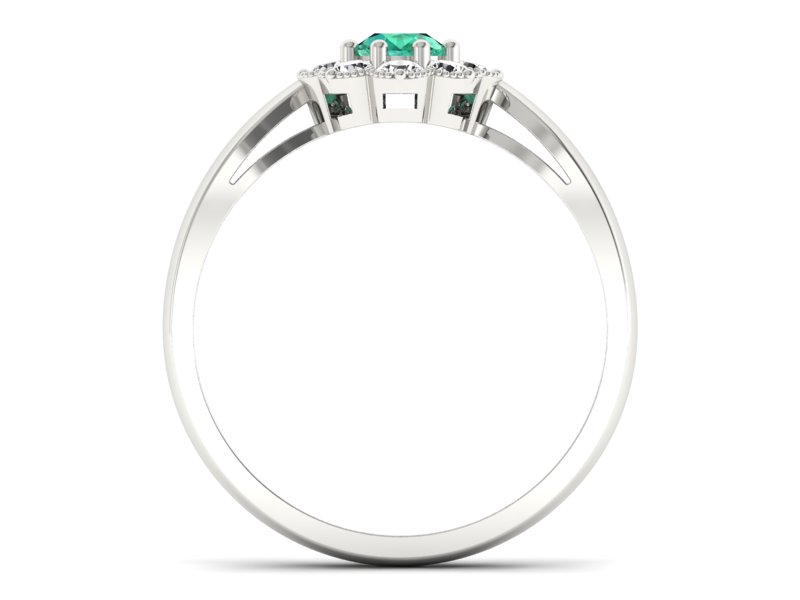 Pierścionek ze szmaragdem i brylantami białe złoto - p16478bsm — zdjęcie 2