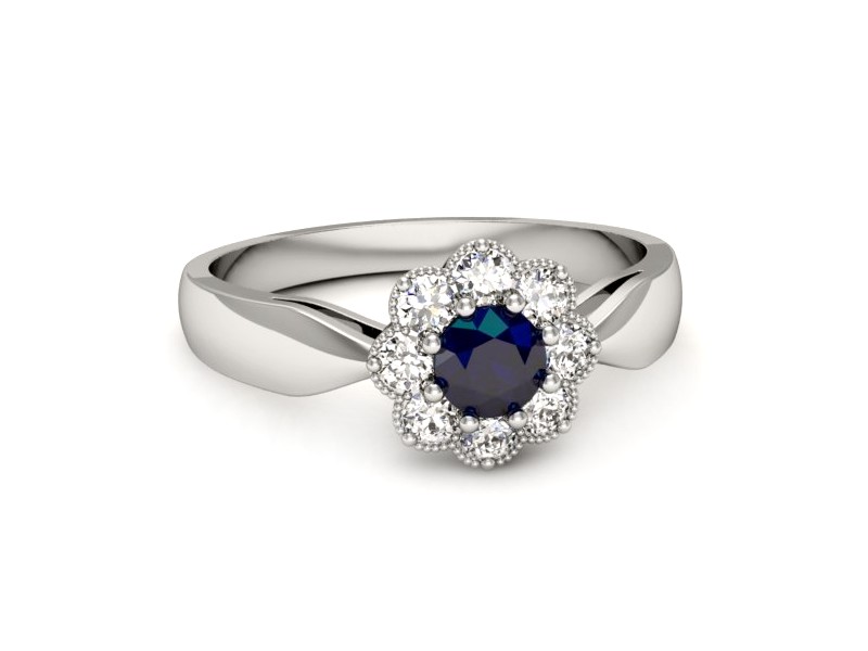 Pierścionek z szafirem i brylantami białe złoto - p16478bsz — zdjęcie 5